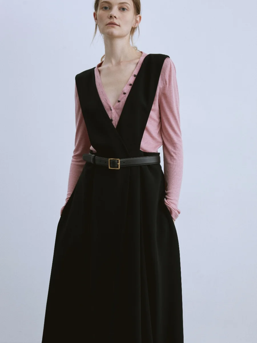 

Классический комбинезон MAIMAI с асимметричным подолом, обновленная версия, с высокой талией, длинными рукавами и V-образным вырезом, для молодых женщин