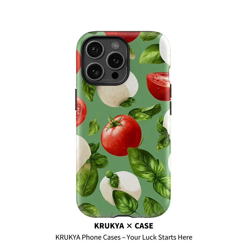 

Роскошный двухслойный чехол Krukya для iPhone 11 12 13 14 Pro Max 15 16 Plus 17 Air XS XR X SE 2020, чехол с принтом Apple Leaves