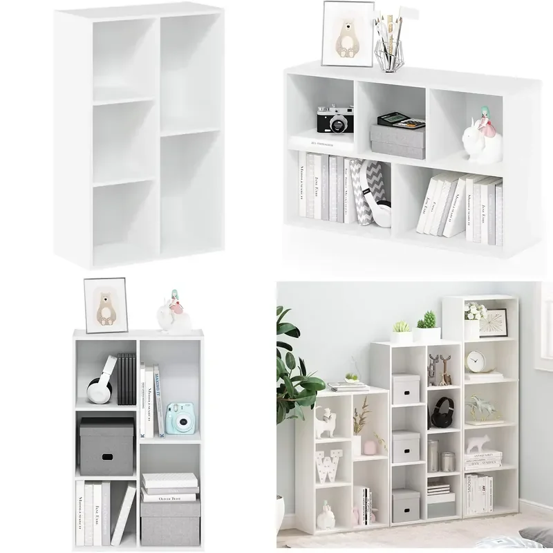 Modern 4 Tier Wooden Bookcase Open Shelf Storage Rack for Living Room Contemporary Style Bookshelf Wholesale