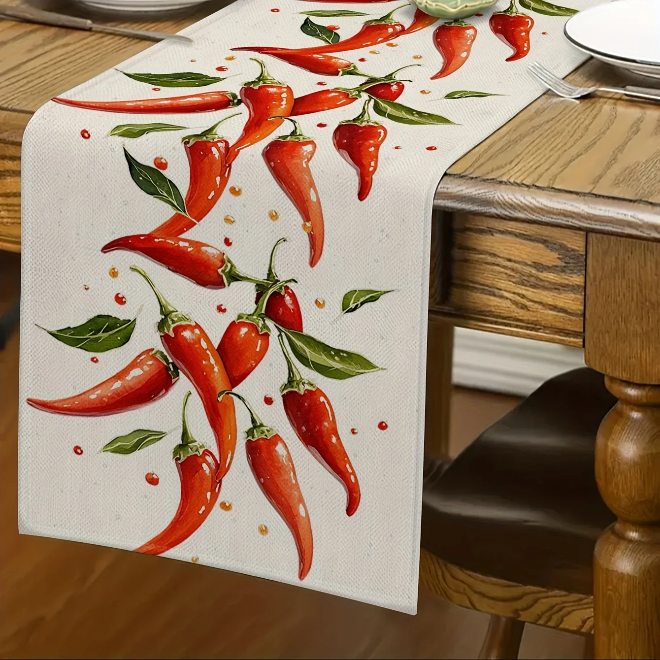 

Vibrant Red & Green Chili Pepper Table Runner Decor for Farmhouse Kitchen Dining And Indoor Home Party Decorations