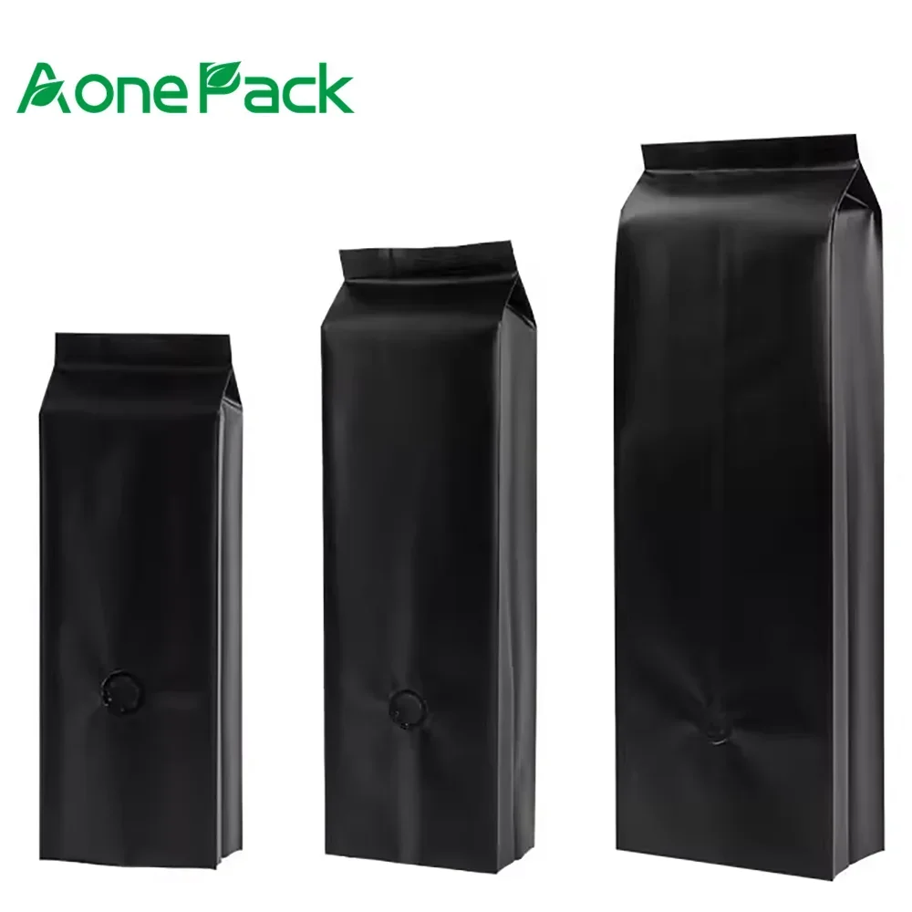 

50pcs Smell Proof Black 250g 500g 1kg Coffee Bean Roasted Package Custom Print Aluminum Foil One Way Valve Tea Food Storage Bag