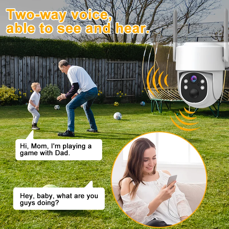 Wi-Fi PTZ Уличная беспроводная IP-камера на солнечной энергии 4MP HD Встроенный аккумулятор Длительный срок службы батареи Приложение Двустороннее аудио и ночное видение