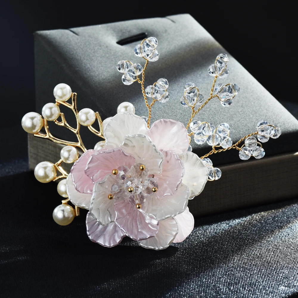 Plastic 3 Colors Flower Brooch Pins For Women Suit Jewelry Gift
