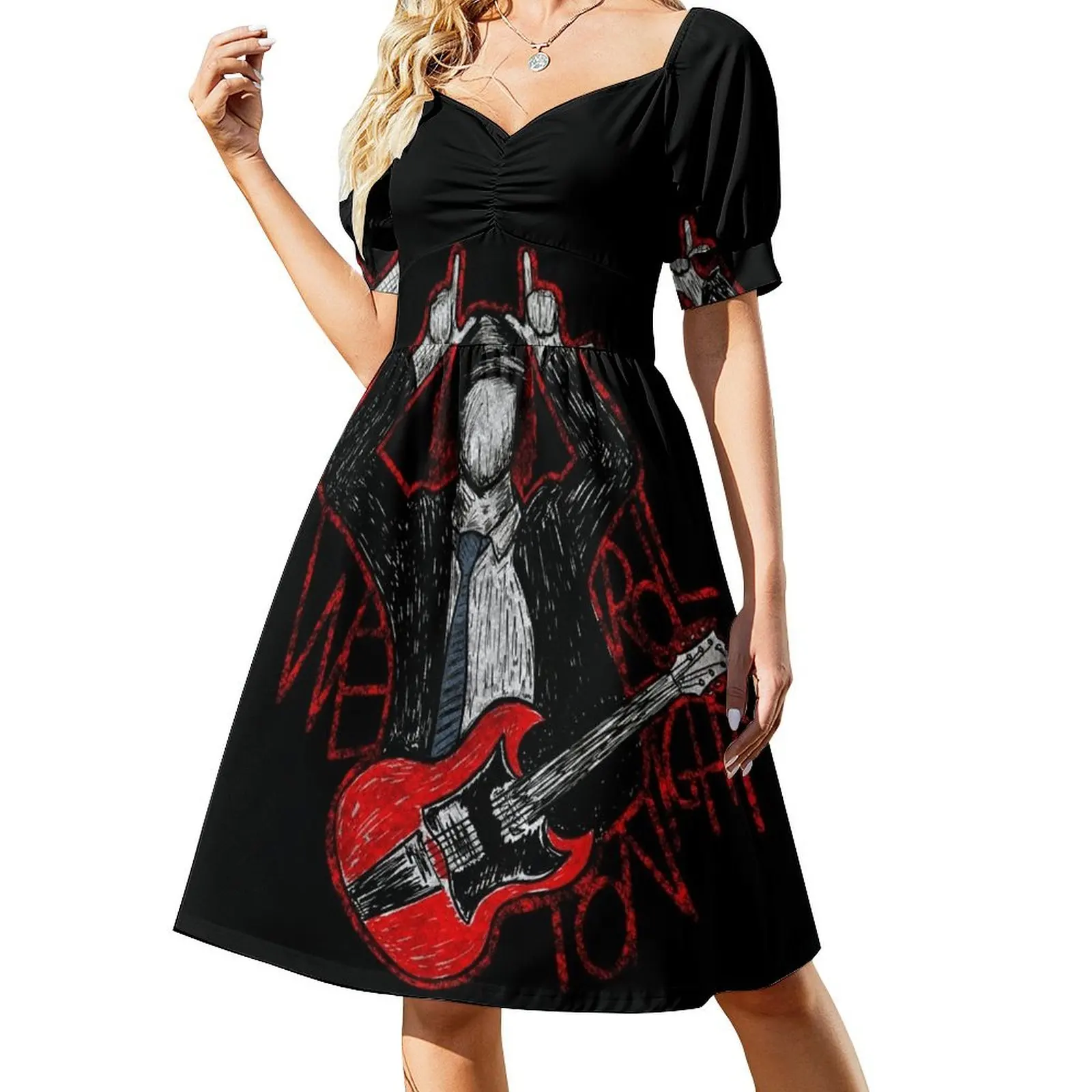 

AC/DC Angus Young Rock Band Music Short-Sleeved Dress Cocktail of dresses Women's summer skirt