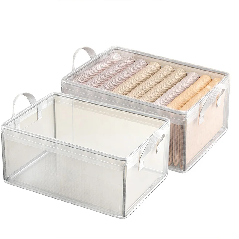 5PCS Transparent Storage Box PVC Solid Steel Frame Waterproof Underwear Storage Basket Suitable for Home and Dormitory Use TMZ