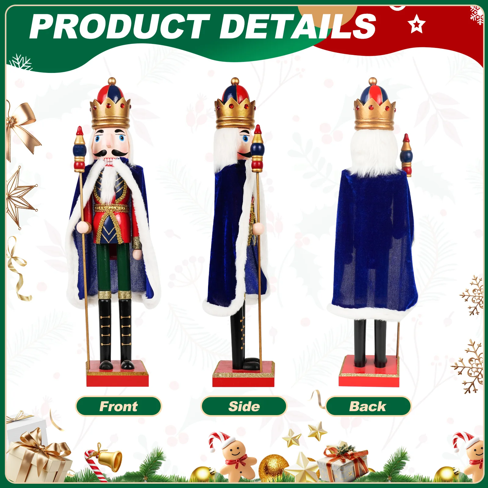 

Handcrafted Wooden Nutcracker Soldier Doll Christmas Tree Ornament and Desktop Puppet, Festive Home Decor, Creative and Cute Ho