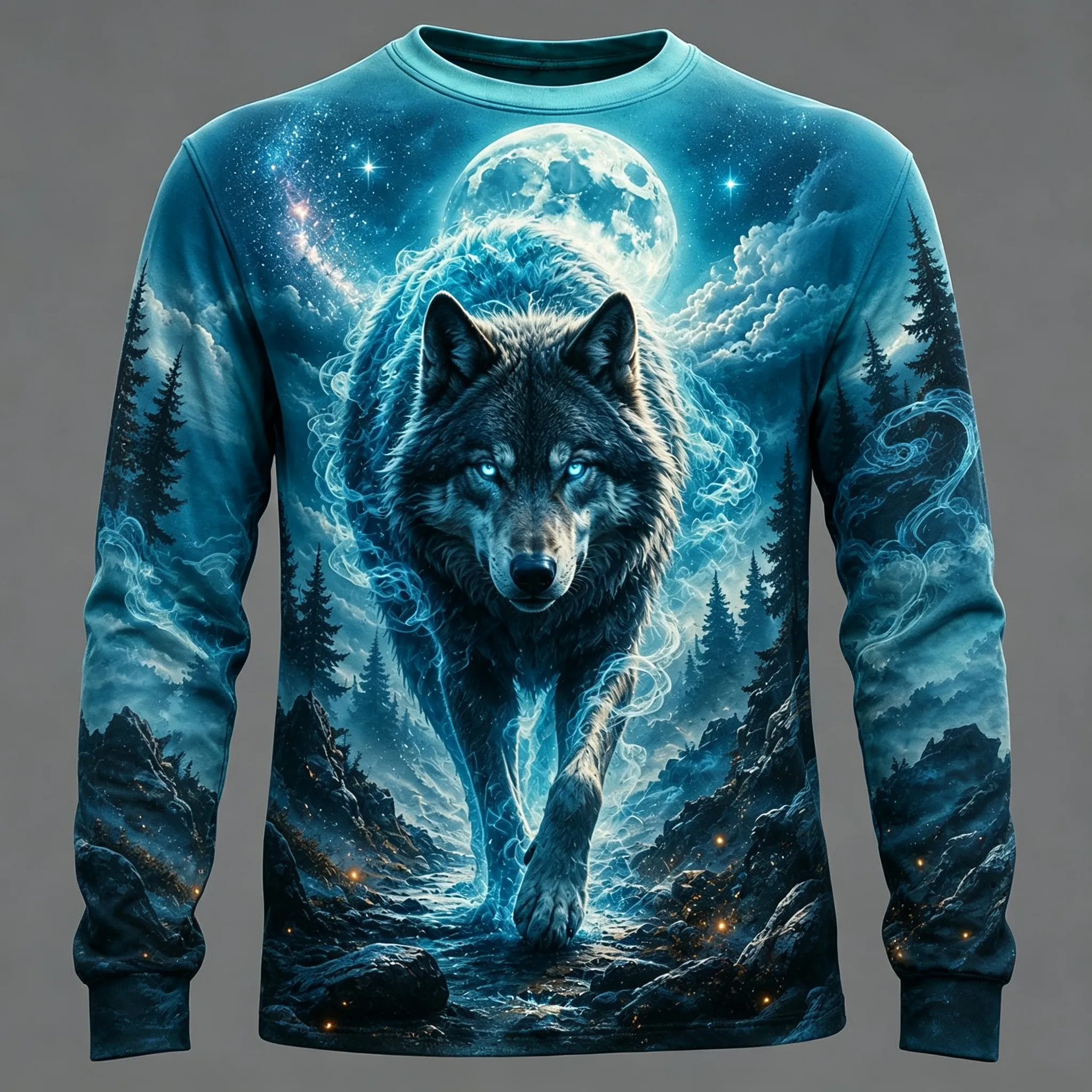 Men's Long Sleeve T-Shirt Wildlife Animal 3D Print Tiger Wolf Mallard Nature Landscape Crew Neck Casual Tops
