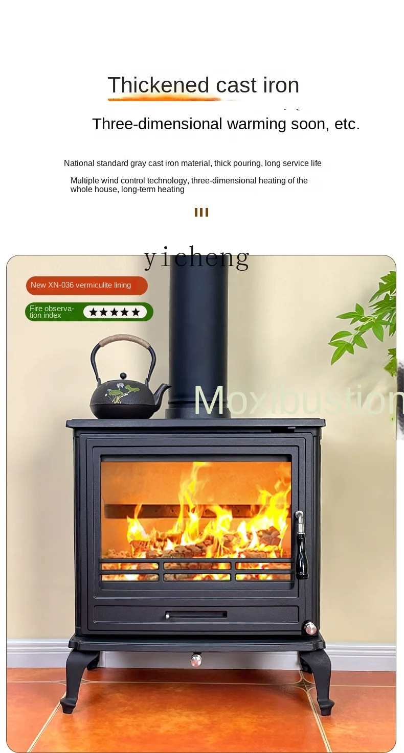 Tqh Real Fire Fireplace Household Firewood Fireplace Real Fire Firewood Burning Cast Iron Wood Burning Fireplace