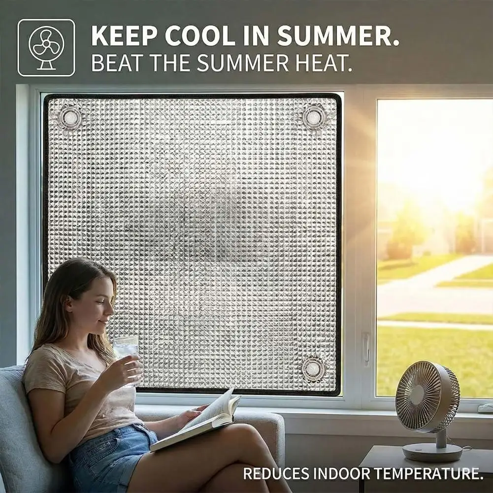 Glue-free Window Film Window Insulation Film Thermal Insulation Window Film with Suction Cups Blackout Privacy Cover for Home