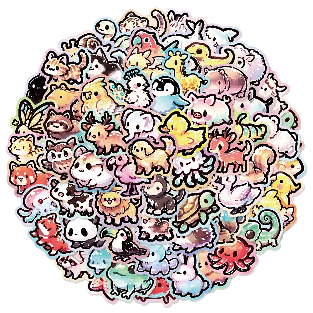 สติกเกอร์ลายกราฟฟิตี้รูปสัตว์น่ารัก 65 ชิ้น สำหรับตกแต่งเคสมือถือ แล็ปท็อป แท็บเล็ต ของเล่น กันน้ำ