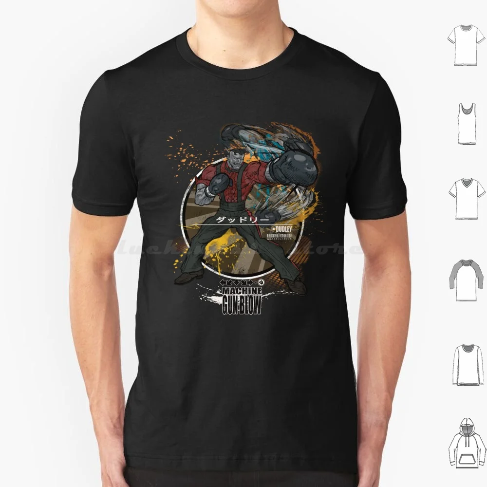 Dudley : Machine Gun Blow-Red / Black T Shirt Big Size 100% Cotton Dudley Chun Li Ryu Anime Video Games Ken Akuma Cammy