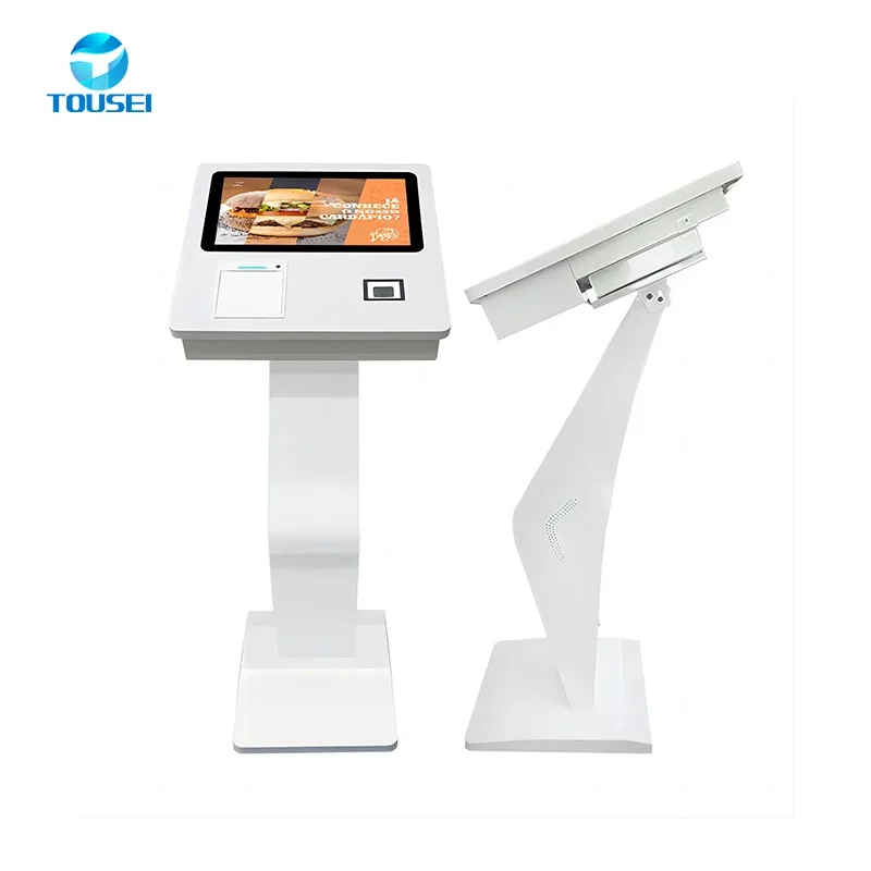 fast food self service order restaurant 21 24 27 32inch touch screen cashless POS payment terminal kiosk floor stand machine