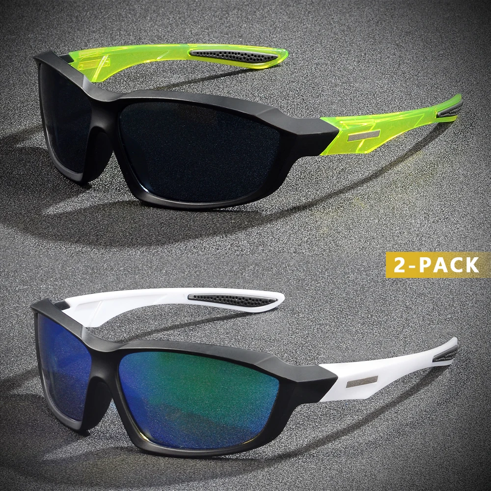 CRIXALIS 2Pcs Vintage Vollformat Radfahren Sonnenbrillen Für Männer Sport Laufen Im Freien Sonnenbrille Anti-reflektierende Schatten UV400