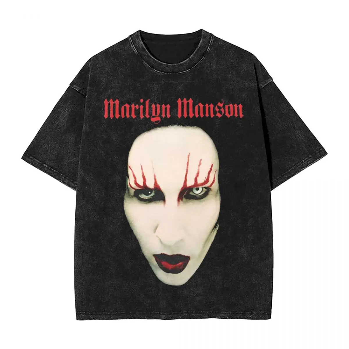 Washed T Shirt Marilyn Manson T-Shirts Harajuku Rock Band Singer Streetwear Short Sleeve Printed Tops Tee Shirt for Men Women