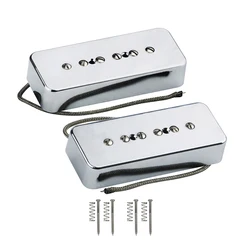 FLEOR Chrome Set of Neck & Bridge Soapbar P90 Pickup Alnico 5 Single Coil Electric Guitar Pickups Guitar Parts