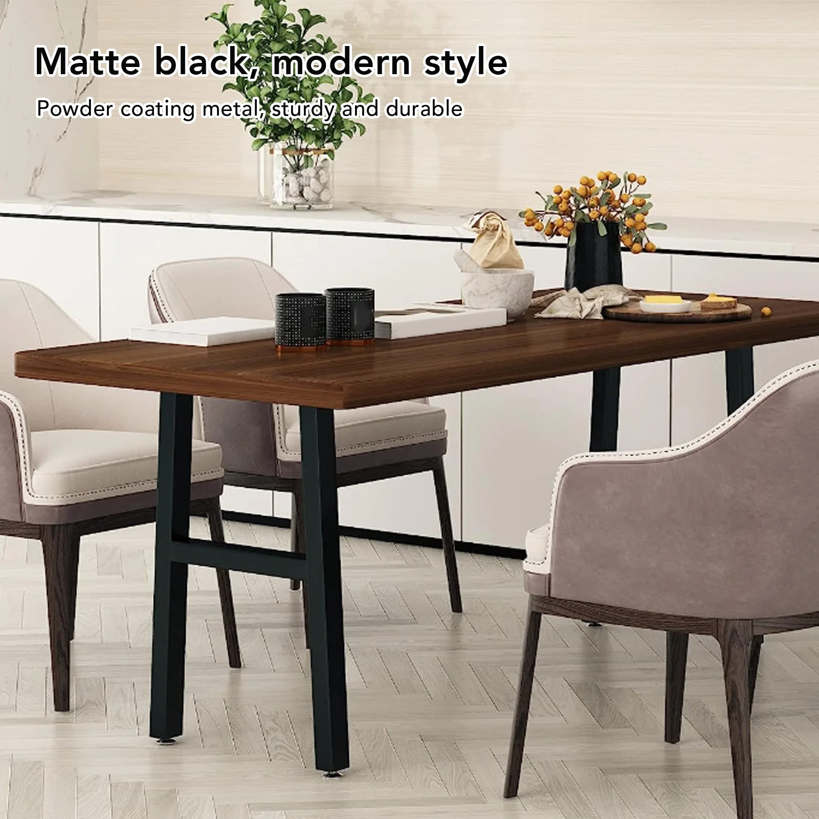 Patas de Metal en forma de H para muebles del hogar, soporte para mesa, escritorio de oficina, color negro mate, 2 piezas, 28 pulgadas