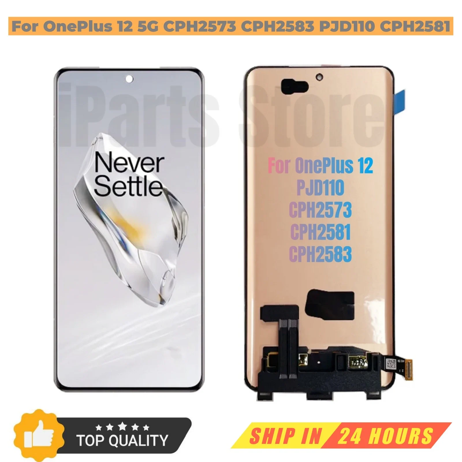 iParts Replacement New Display For OnePlus 12 5G CPH2573 CPH2583 PJD110 CPH2581 120Hz AMOLED Touch Screen Assembly OEM Parts