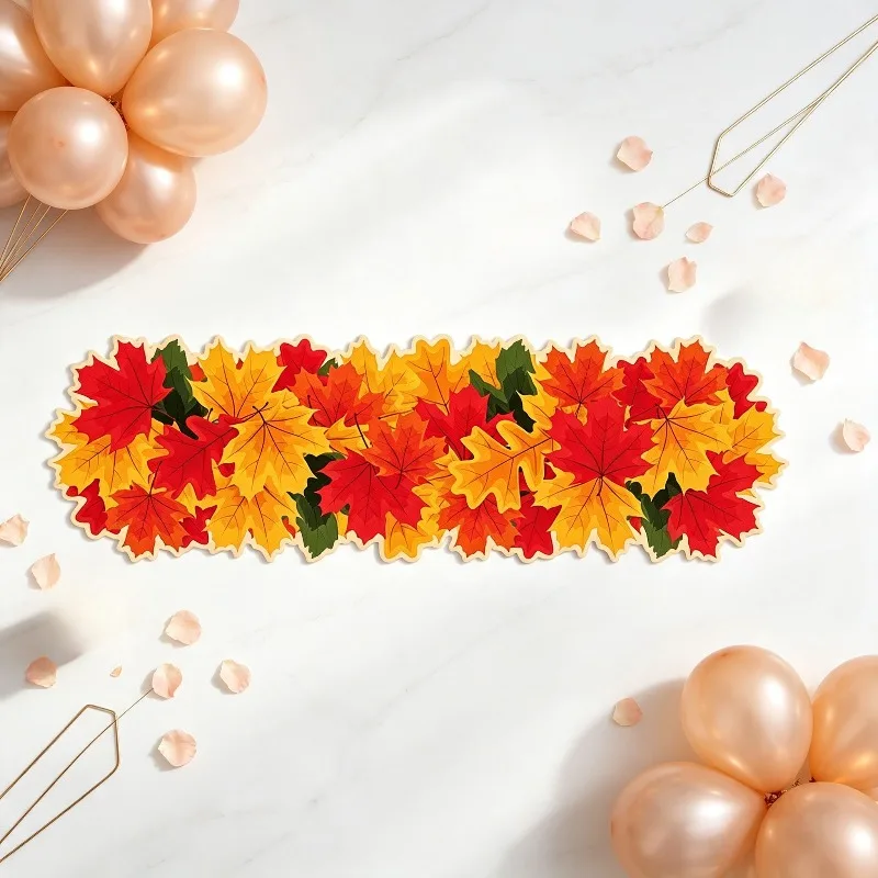 Photo Booth Prop Autumn Themed Dining Decor Maple Leaf Table Runner And Table Mat For Thanksgiving Holiday Party And Photoshoot