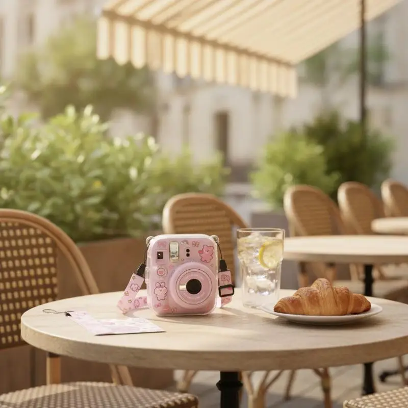 Transparent Crystal Case For Instax Mini 13 Protective Cover With Lanyard Stickers Cute Bear Rabbit Shell Accessories