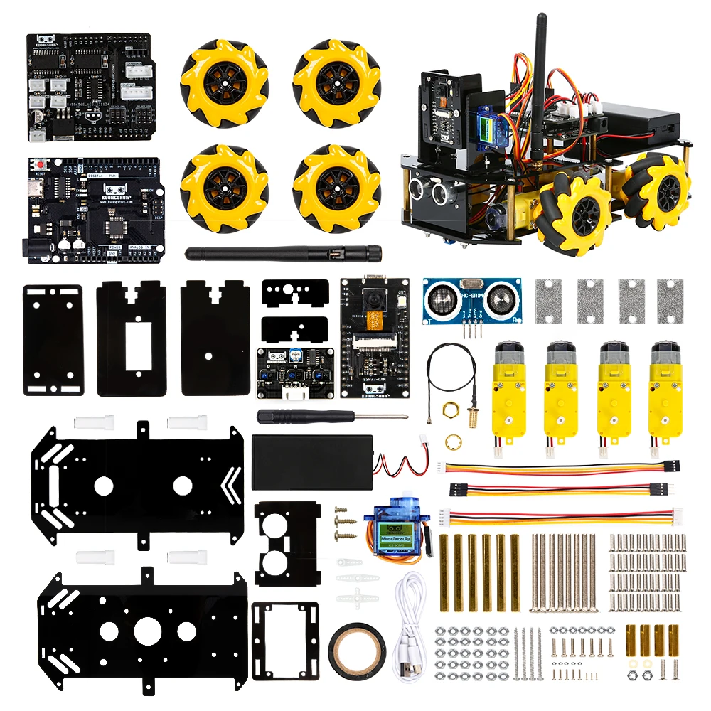 KUONGSHUN ESP32 Cam 328P Robot Kit Open Source Development Board Smart Robot Car ESP32 Camera Robotics Starter Kit for Arduino