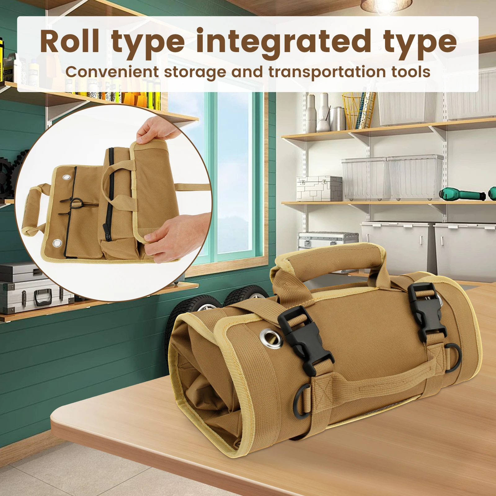 Reel Tool Bag Organizers Wear Resistant Thickened Oxford Cloth Multi Pockets Wrench Screwdriver Pliers Rolled Storage Bag