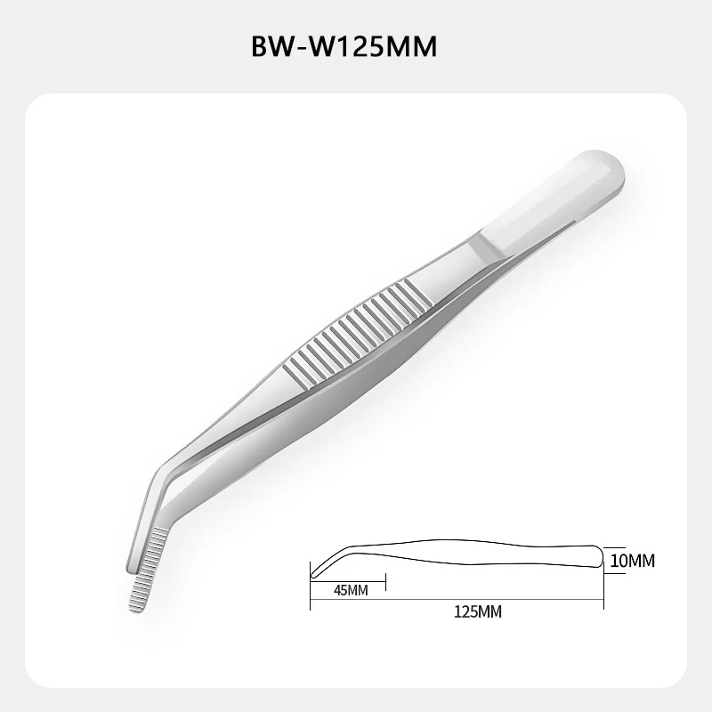 Baja Tahan Karat 430 Aksesori Pinset Kepala Bulat Anti-selip Bergigi Lurus Panjang 12.5Cm-30Cm Siku Kepala Lurus TIK