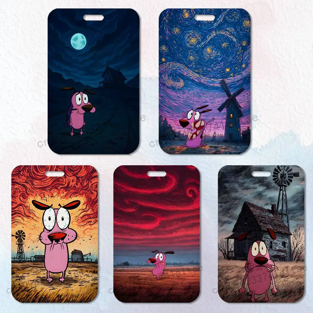 

C-court the C-Cowardly Dog Card Holder Durable With Carabiner Name Tag Vertical ID Badge Holders Credentials Protection