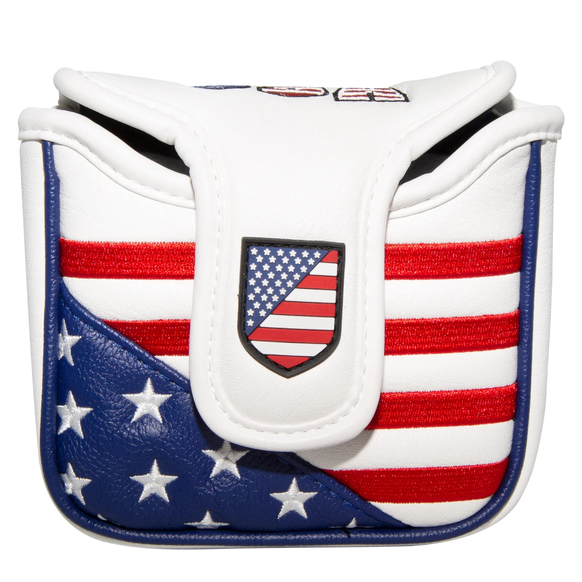 High Quality Golf Headcover USA Falg Head Cover for Mallet Putters Golf Head cover with Magnet Premium Leather