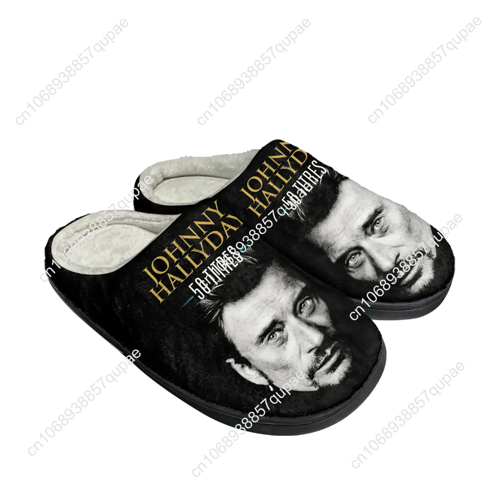 Johnny Hallyday Rock Singer Home pantofole personalizzate in cotone uomo donna sandali peluche stampa 3D Casual tenere in caldo scarpe pantofola termica