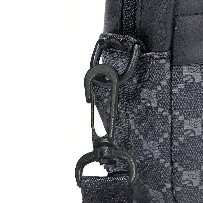 Herren-Umhängetasche im Vintage-Stil mit Print, aus PU-Leder, mit Kleinteilen versehen, kleine Schultertasche, verstellbarer Riemen, lässige Alltagstasche, Mini-Kameratasche. – Detail 8
