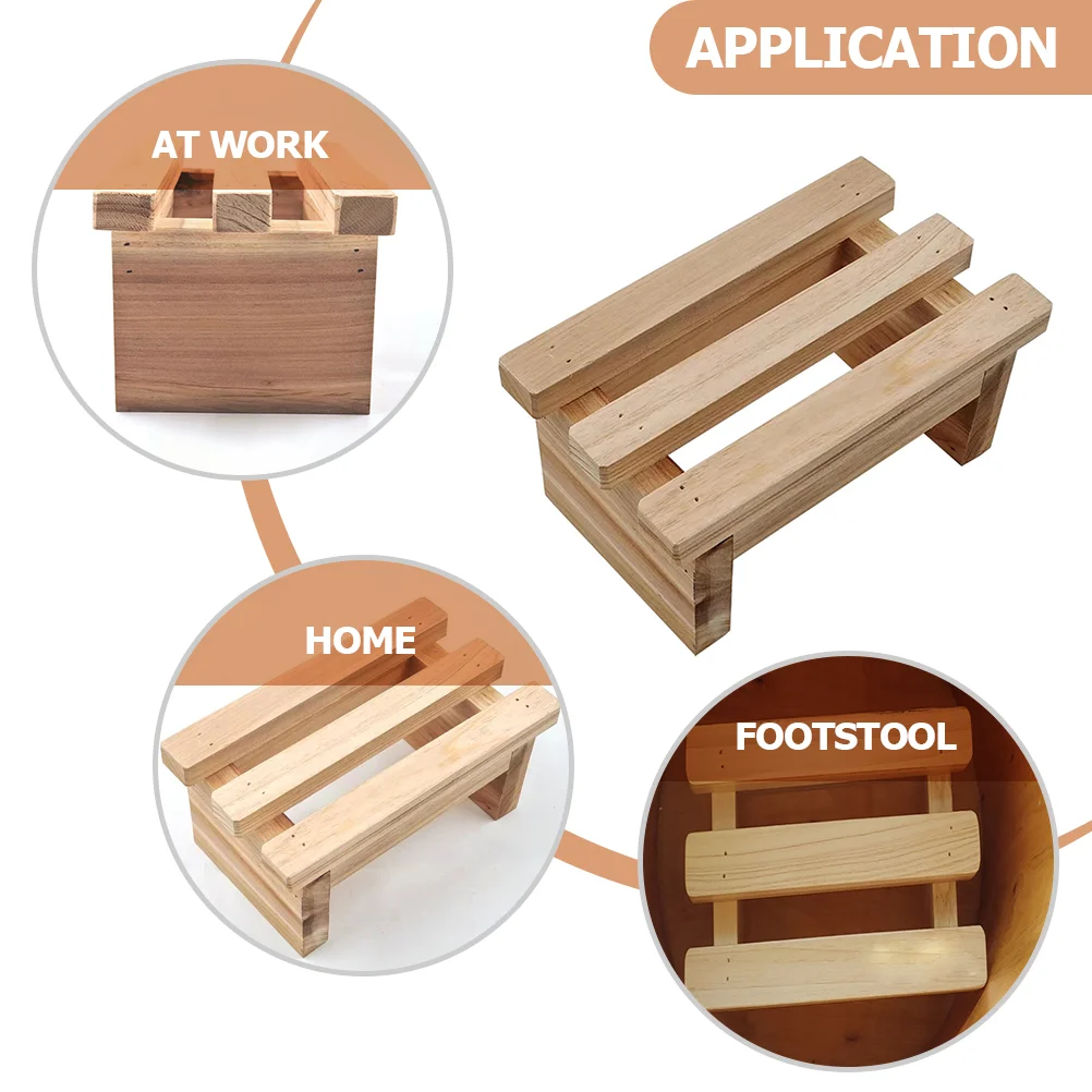 Small Compact Step Stool Wooden Low Footrest Kids Furniture Kitchen Helper Footstool