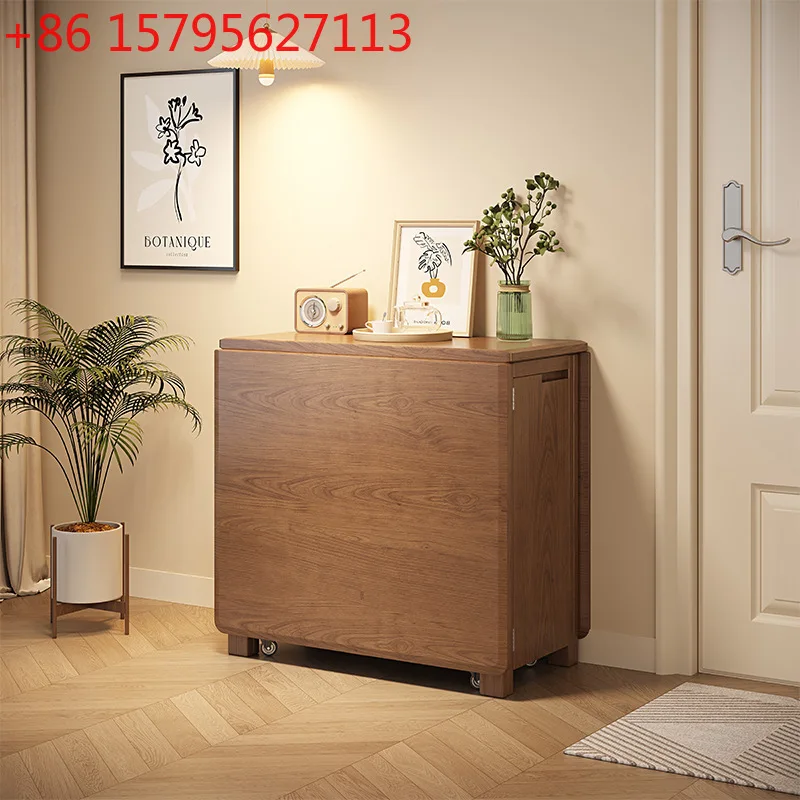 طاولة طعام قابلة للطي من الخشب الصلب، شقة منزلية صغيرة، طاولة صينية جديدة، طاولة طعام مستطيلة قابلة للسحب #1