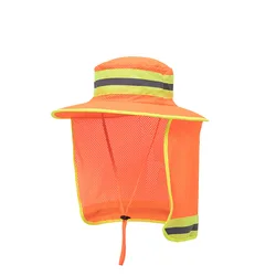 Sombrero reflectante de alta visibilidad para hombre, gorra de seguridad a granel Bonnie para el trabajo, para el cuello con solapa ala ancha, gorra de cubo transpirable