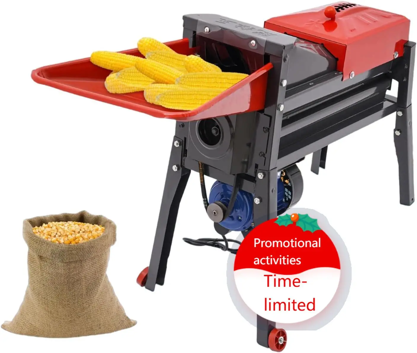 

Electric Corn Sheller 110V 480W Dry Corn Thresher Heavy Duty Steel 2 Wheels Farm Restaurant