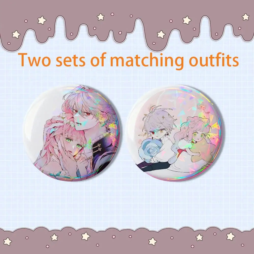 Rabi Hana Himeru Kimi no Meteor 2 piece set Pins Creativity Printed Pictures Text Metal Lapel Badges Brooches Jewelry Gift