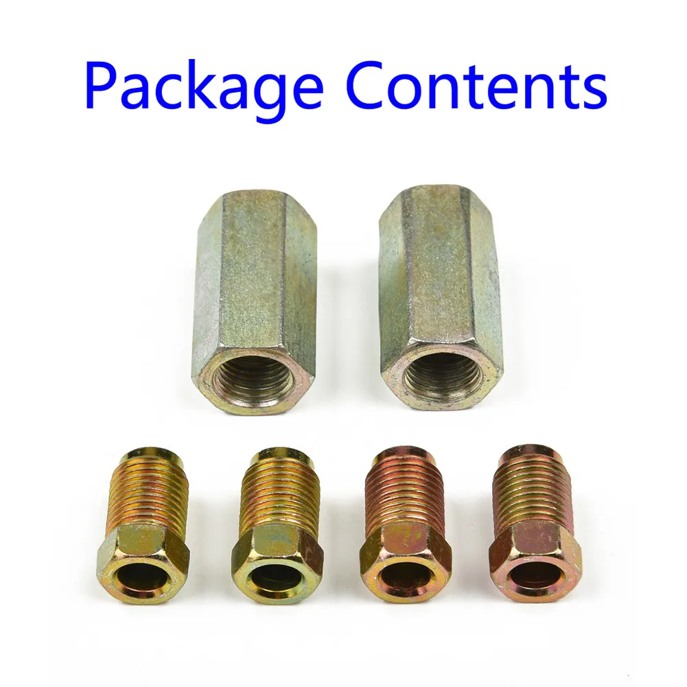 6pcs Brake Pipe 2 Qty 2 Way Female Brake Pipe Connector With 4 M10 10mm Male Brake Nuts Short 3/16 \