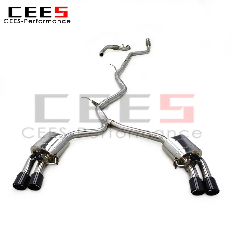 CEES Tuning Catback for Audi A5 B9 2.0T 2023-2024 Four Door Car SS304 Stainless Steel Exhaust Pipe System with Carbon Fiber Tips