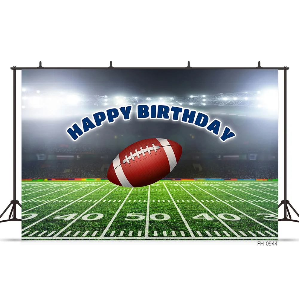 Football Green Grass Birthday Customized Backdrops For Photo Studio Communion Stadium Field Baby Boy Kid Photography Backgrounds