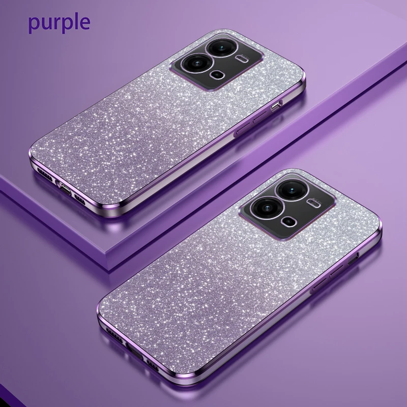 For Vivo v25 Case Vivo V25e Phone Case Vivo V25 v25e V25E Cover Luxury Gradient Glitter Plating Silicone Back Cover Funda