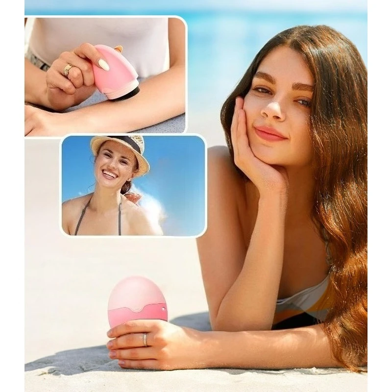 Sunscreen Applicator, Refillable Roll On Sponge Sunscreen Applicator, BPA-Free Silicone Lotion Applicator with Protective Caps - view 5