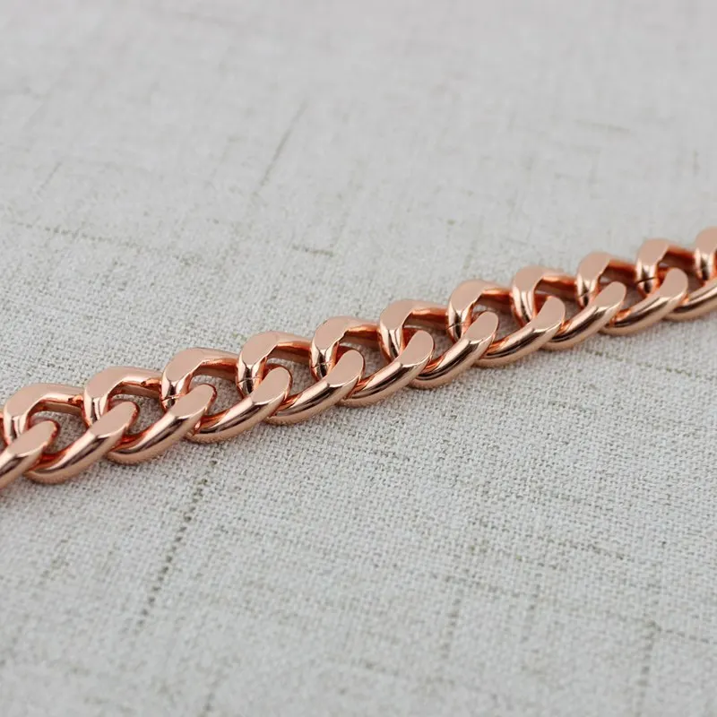 1 piece 11mm wide curb chain Anodized Light Weight Aluminum Rose Gold with swivel hooks for bags long strap chain NEW chains