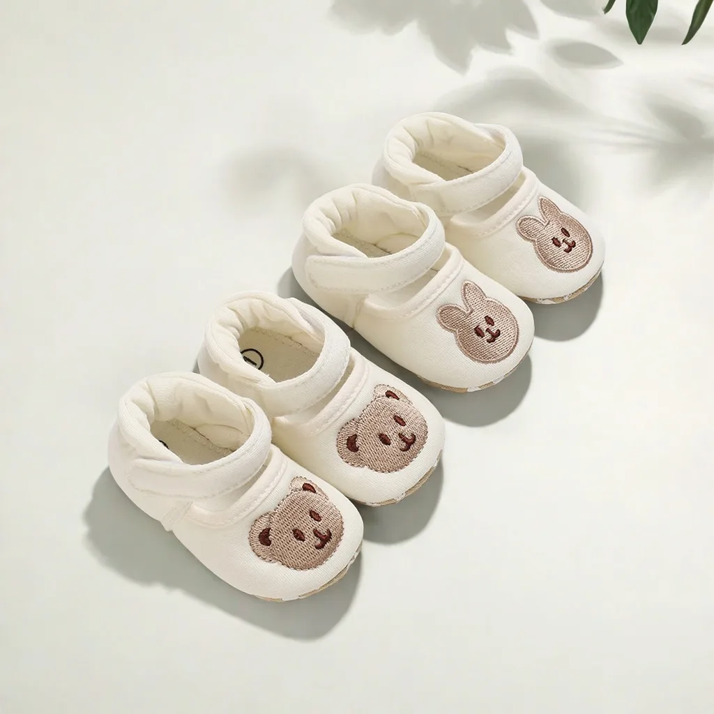 

Cute Little Bear And Rabbit Pattern Baby Shoes Pure Cotton Anti Slip Newborn Walking Shoes Outdoor Casual Baby Shoes