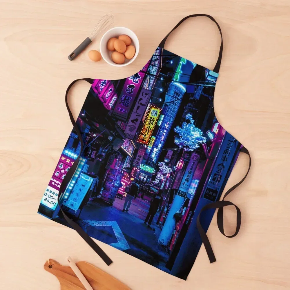 

Blue Tokyo Alleys Apron Household Items Kitchen Chef Uniform Woman for home useful pieces Kitchen Apron