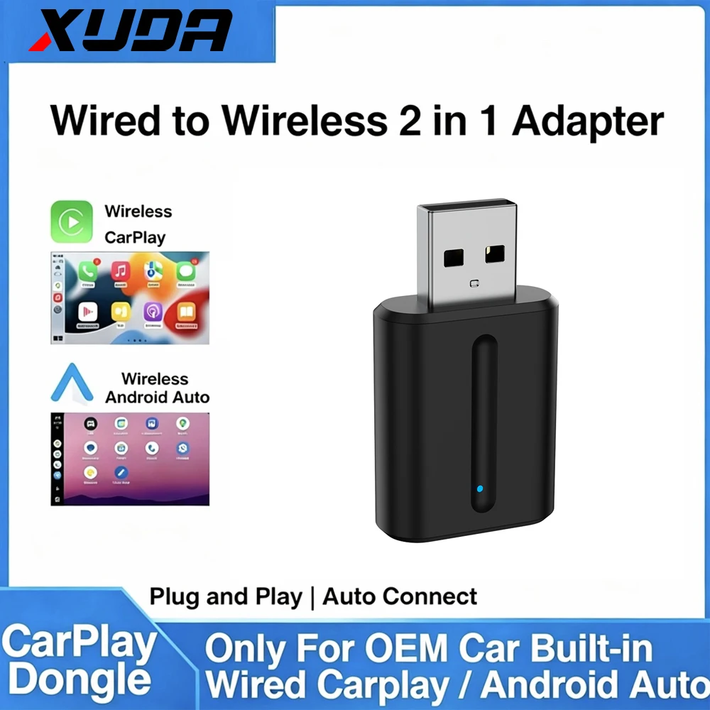 Mini 2in1 AI Smart Box For Car With Wired CarPlay Car Intelligent Systems Wireless CarPlay Dongle Wireless Android Auto Adapter
