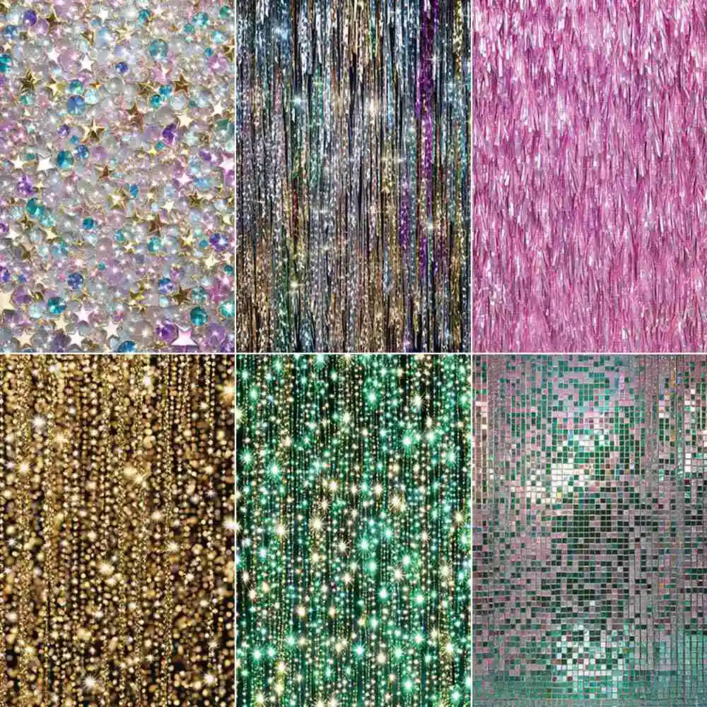 

MOON.QG Shimmer Wall Backdrop Glitter Wallpaper Background Curtains Drapes Party Decorations Photographic Studio Shooting Props