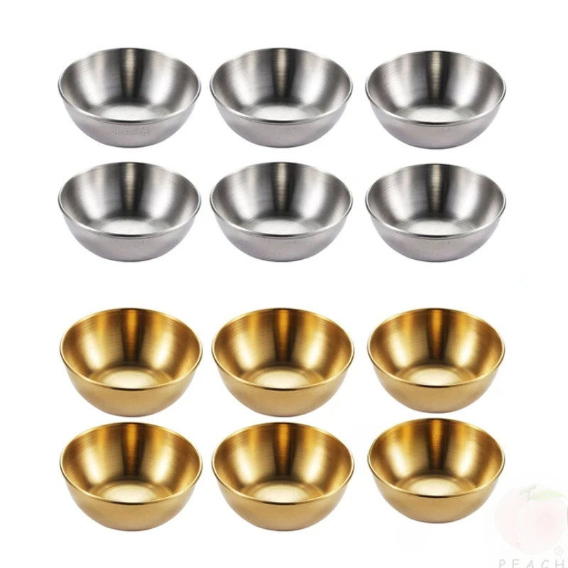 2/4/6pcs Stainless Steel Small Sauce Dishes Seasoning Serving Tray Spice Plates Set Soy Sauce Dish Specialty Tableware
