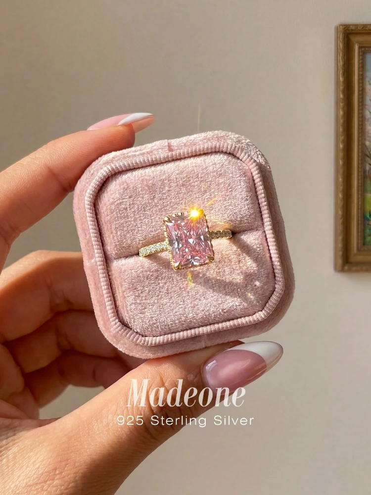 925 Sterling Silber Zirkon Mode Glänzender Einzigartiger Quadratischer Ring für Frauen Verlobung Hochzeit Luxus Hochwertige Feine Schmuckstücke – Detail 1