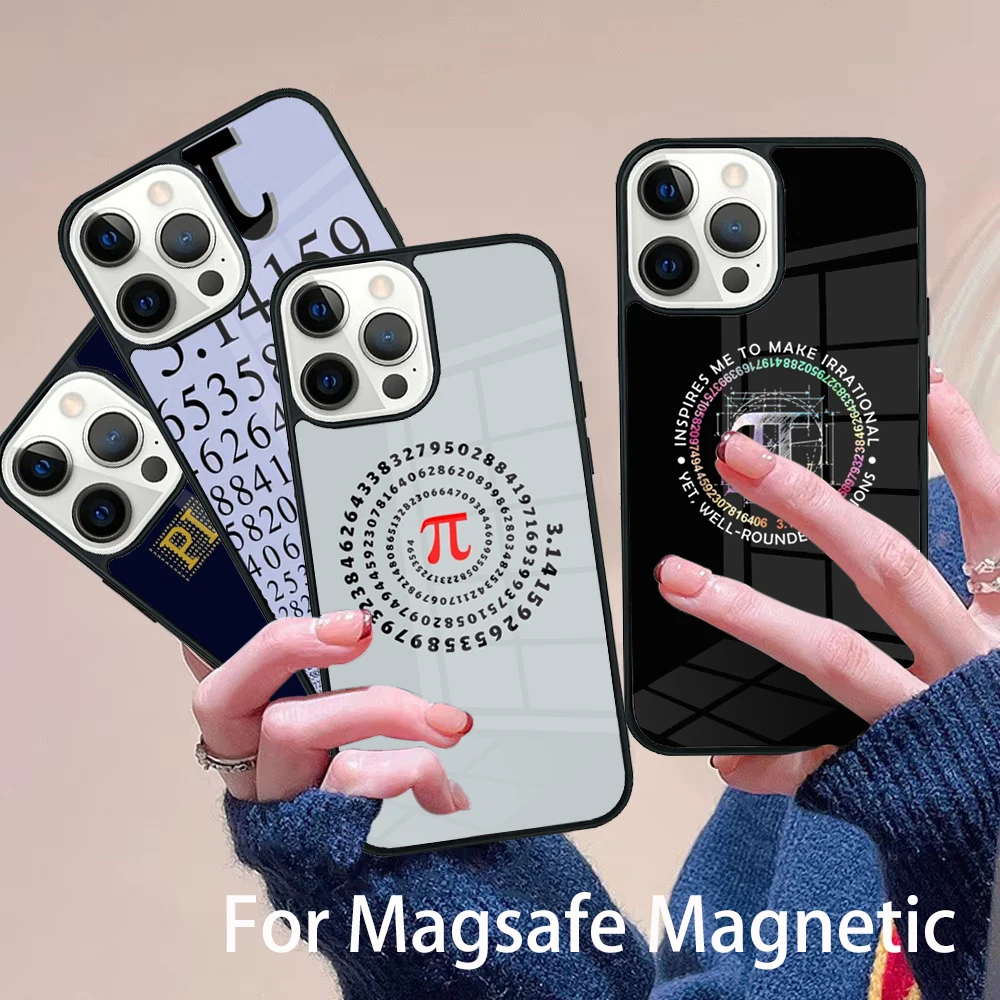 

Math formula Pi Phone Case Magesafe Magnetic Wireless Charge Cover For IPhone 16 11 12 13 14 15 Pro Max Plus Mini