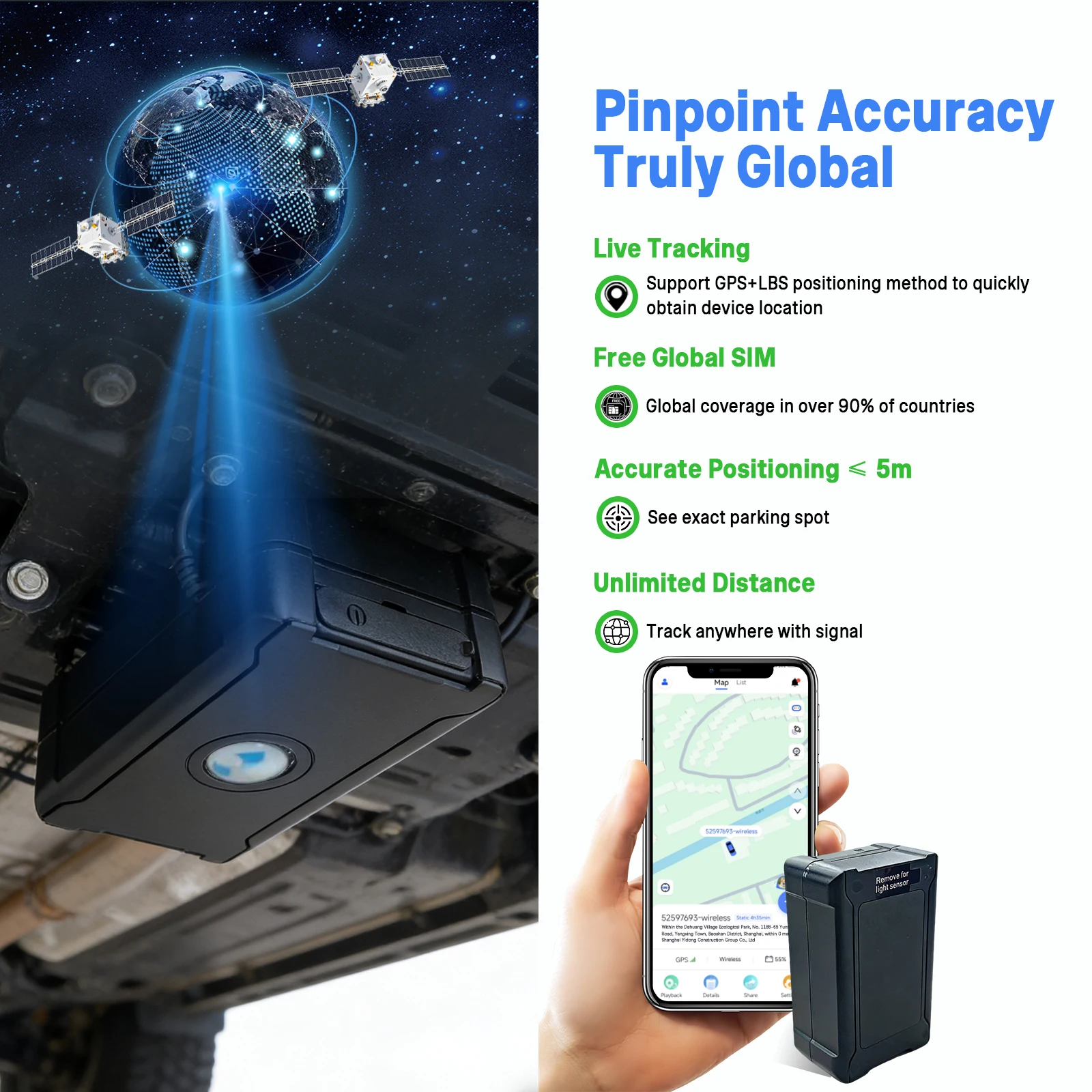 4G＋2G GPS Tracker 6000mAh | 90 Days Long Standby | Real-time Location & Geo-Fence | $5/Month Subscription