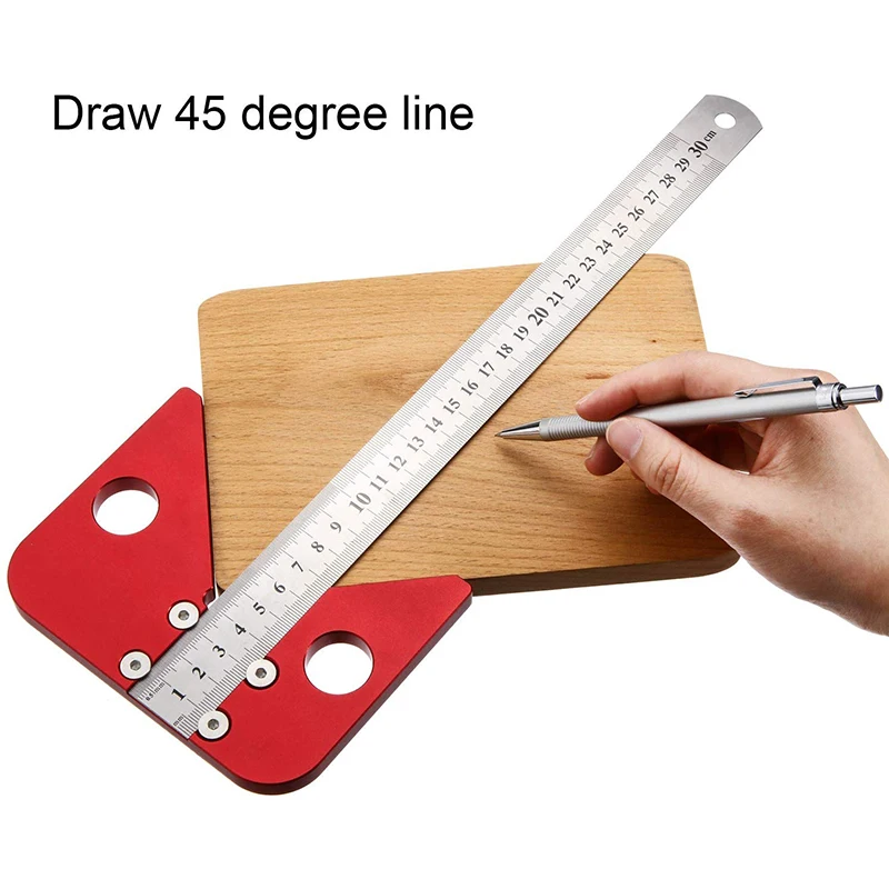 Aluminum Alloy Square Center Scribe  Center Finder Center Scribe Line Gauge Woodworking Center Measuring Tool with mark ruler